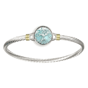 3.5mm Tree Of Life Larimar Cable Hook Bracelet With 14ky Wraps 6.0  - CBLC35TLL60