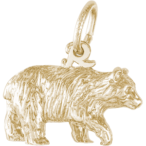 3 Dimensional Black Bear Charm - Gold Plated