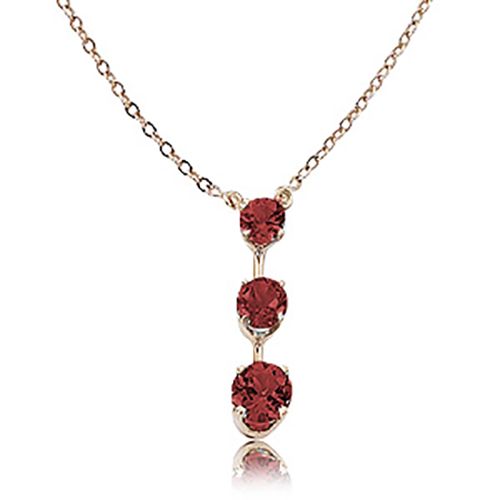 3 Stone Drop Garnet Pendant - 14K Yellow Gold - 80298GA