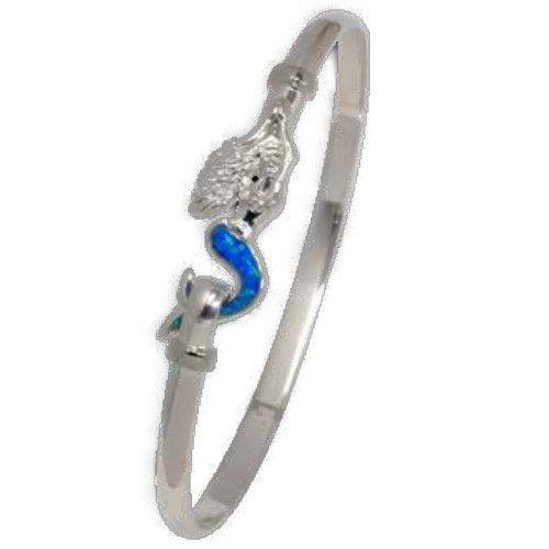 4mm Mermaid Hook Bracelet W/opal Inlay & Wraps 7.5  - S4OPMER75