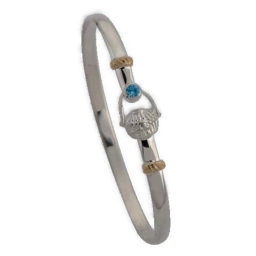 4mm Nantucket Basket Unity Hook Bracelets. W/genuine Blue Topaz & 14ky Wraps 8.0  - C4NBUNYTOP80