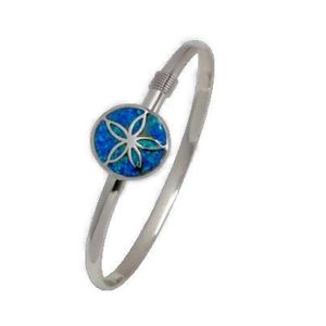4mm Sand Dollar Hook Bracelet Opal Inlay & Wraps 6.5  - S4OPSD65