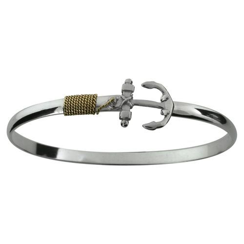4mm Silver Anchor Hook Bracelets W/14ky Wrap 5.0  - C4ANC50
