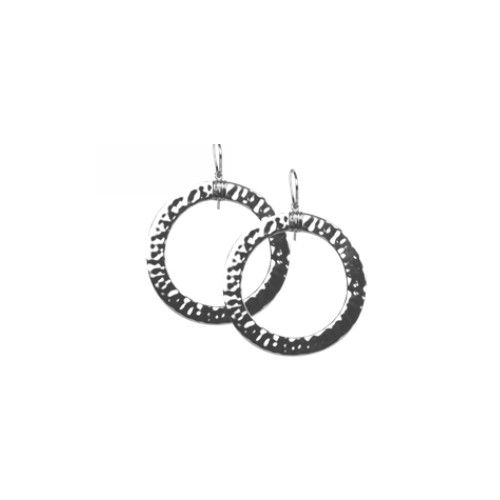 5mm Hammered Medium Circle Earrings W/wraps  - ES5HAMWMD