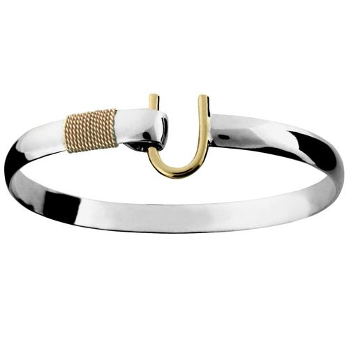 Sterling Silver 6mm Caribbean Hook Bracelet W/14ky Head Wrap 7.0 Inch - C62C70