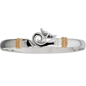 6mm Dolphin Tail Wave Hook Bracelet W/plain Bar & 14ky Wraps 7.0  - C6DTW270