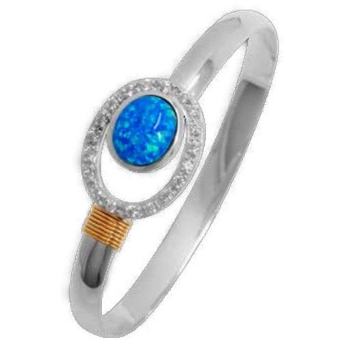 6mm Fancy Created Opal Unity Hook Bracelet W/cz & 14ky Wraps 6.5  - C6FOPCZ65