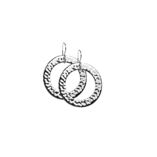 6mm Hammered Medium Circle Earrings  - ES6HAMMD