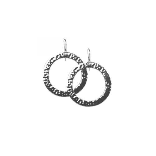 6mm Hammered Small Circle Earrings W/wraps  - ES6HAMWSM