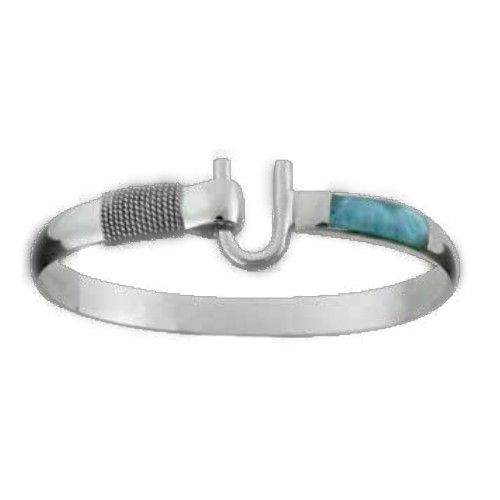 6mm Larimar Inlay Hook Bracelet 6.5  - LBS6INHK65