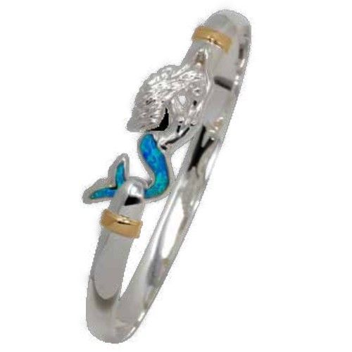 6mm Mermaid Hook Bracelets. W/opal Inlay & 14ky Wraps 8.0  - C6OPMER80