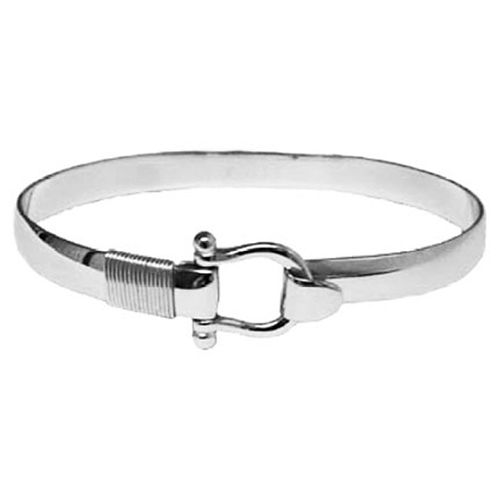 7mm Silver Color Shackle Bracelet with Silver Color Ti Wrap - TiSSH700