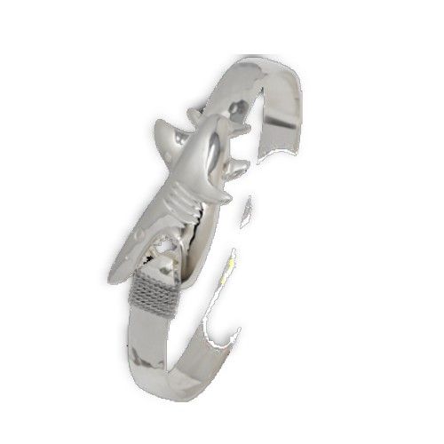 8mm Shark Bite Hook Hammered Hook Bracelet W/wraps 8.0  - S8SBHHAM80