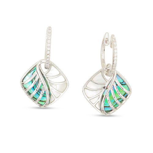 Abalone and White Mother of Pearl Venus Cushion earrings