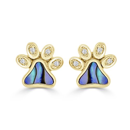 Abalone & Diamond Happy Paw Studs