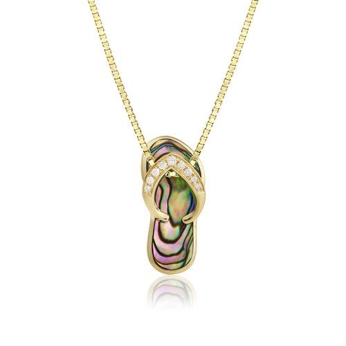 Abalone Slipper Pendant, Hawaiian Inspired  Pendant, ISP-0094