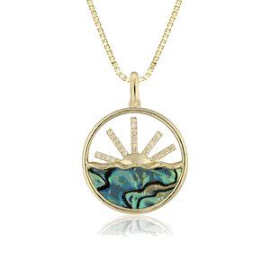 Abalone Sunset Diamond Pendant, Hawaiian Inspired  Pendant, SSP-0089/P