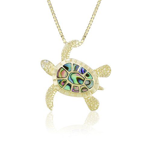 Abalone Turtle Pendant 21mm, Hawaiian Inspired Pendant, STP-0026P