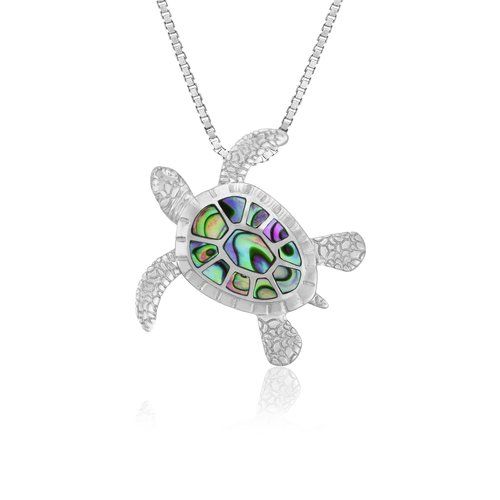 Abalone Turtle Pendant 21mm, Hawaiian Inspired Pendant, STP-0026P/WG