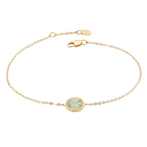 Adjustable Oval Prasiolite Bracelet - 14K Yellow Gold