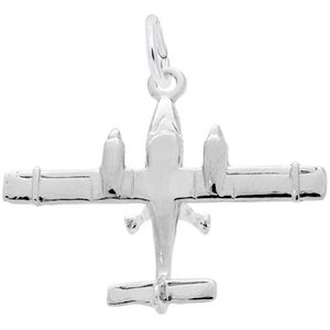 Airplane Charm 14K While Gold - 10-3032-0-14KW