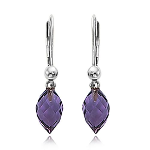 Almond Briolette Amethyst Earrings - 14K White Gold