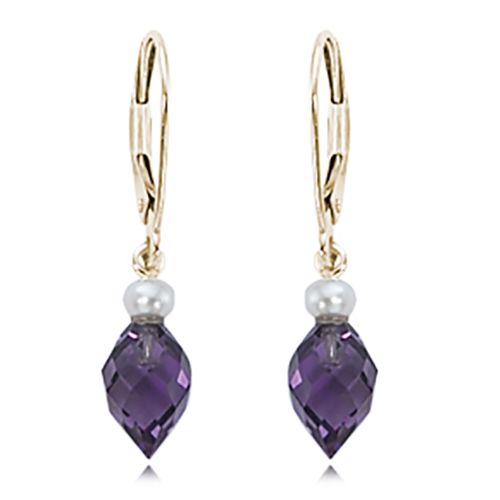 Almond Briolette-Amethyst Earrings - 14K Yellow Gold - 90191AMPP