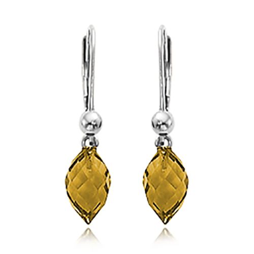 Almond Briolette-Citrine Earrings - 14K White Gold - 90191CI2WG