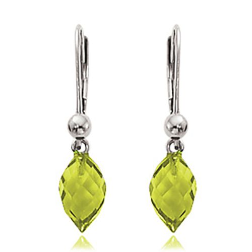 Almond Briolette-Oro Verde Earrings - 14K White Gold - 90191OV2WG