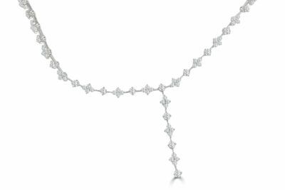 Alternating Diamond Cluster Then Single Diamond Drop Necklace