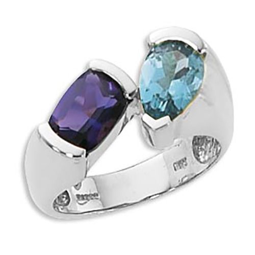 Amethyst & Blue Topaz Ring - Sterling Silver Size 7 - 70705AMBT-SS