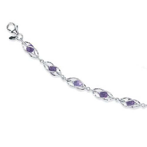 Amethyst Cage Bracelet - Sterling Silver 7.375 Inch - 67-363-04