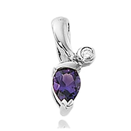 Amethyst & Diamond Pendant - 14K White Gold - 80345AMWG