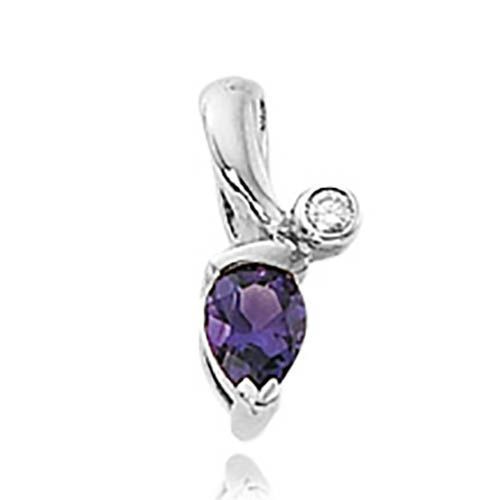 Amethyst & Diamond Pendant - Sterling Silver - 80345AM-SS