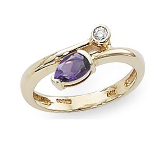 Amethyst & Diamond Ring - 14K Yellow Gold Size 7 - 70826AM