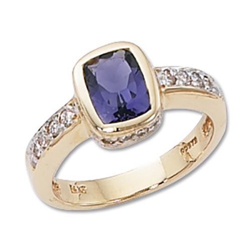 Amethyst & Diamond Ring - 14K Yellow Gold Size 7 - 70499AM