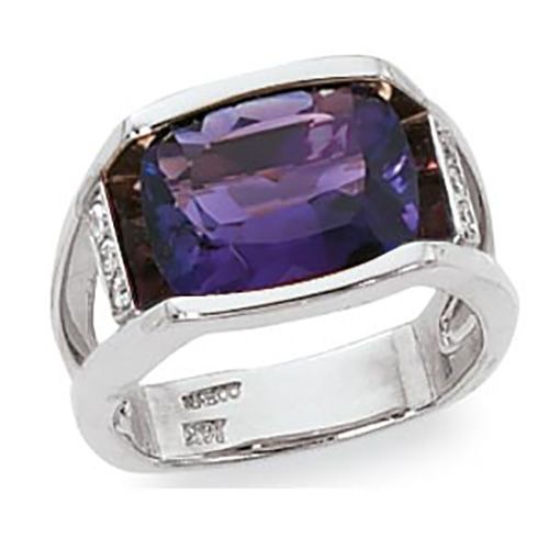 Amethyst & Diamond Ring - Sterling Silver Size 7 - 70867AM-SS