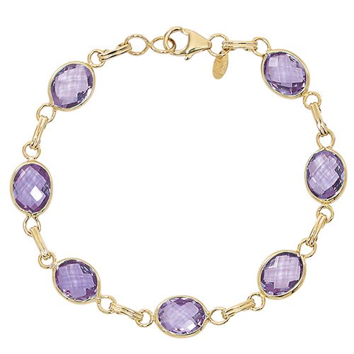 Amethyst Gemstone Bracelet - 14K Yellow Gold 7.5 Inch - 07-317AM