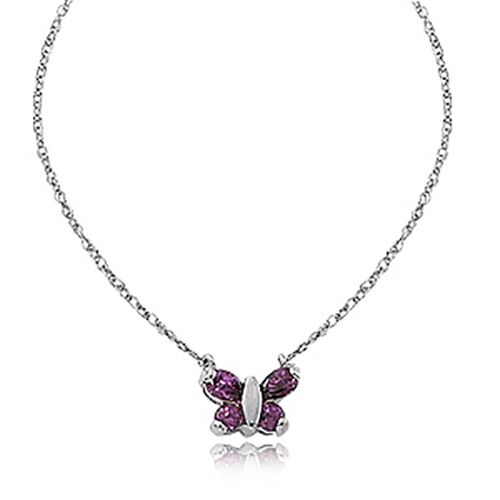 Amethyst Pendant With Chain - 14K White Gold - 80178AM16WG