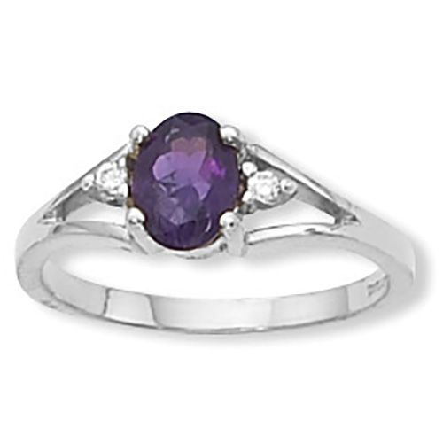 Amethyst Ring - 14K White Gold Size 2