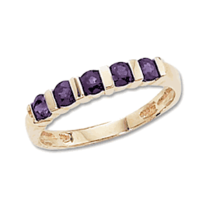 Amethyst Semi Bezel Ring - 14K Yellow Gold Size 7
