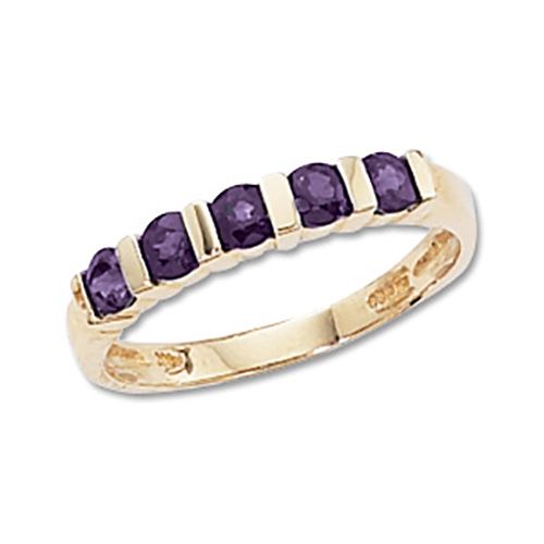 Amethyst Semi Bezel Ring - 14K Yellow Gold Size 7