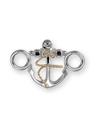 Anchor Clasp Sterling Silver Rhodium Plated W/14ky Accent - TTCCANC-R
