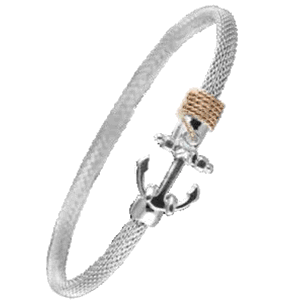 4mm Anchor Hook Mesh Hook Bracelets W/14ky Wraps 7.5  - C4MEANC75