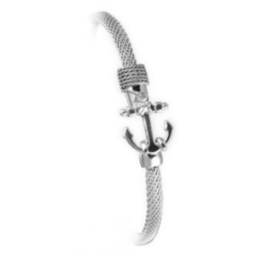 4mm Anchor Hook Mesh Hook Bracelet 7.5  - S4MEANC75