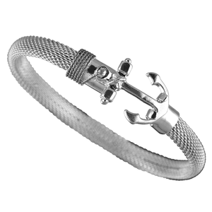 Ss 6mm Anchor Hook Mesh Bracelet 7.5 Inch - S6MEANC75