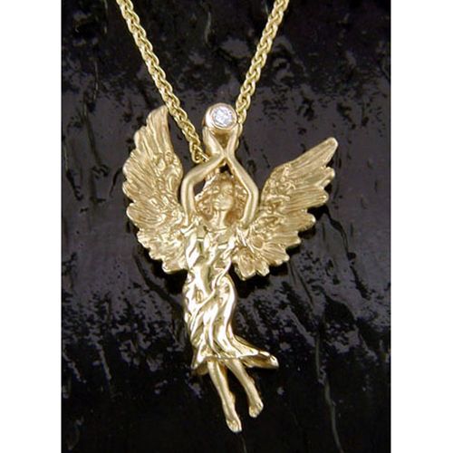 Angel with Diamond Pendant - 14K Gold  - SD-FGP032