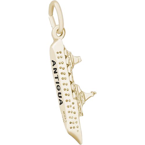 Antigua Cruise Ship 3 Dimensional Charm - 10K Gold