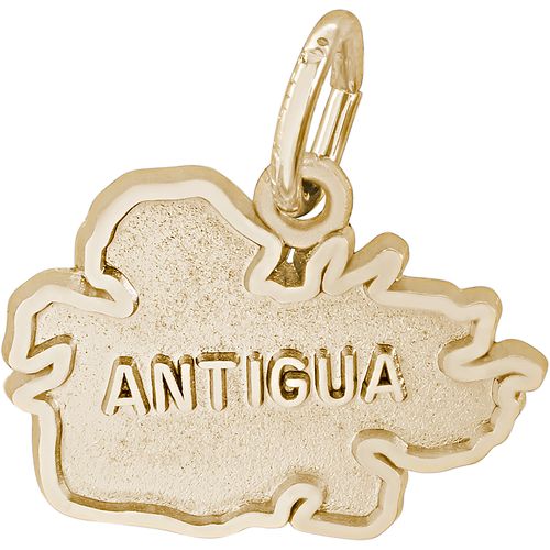Antigua Map With Border Charm - 14K Gold