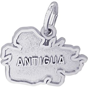 Antigua Map With Border Charm - 14K White Gold